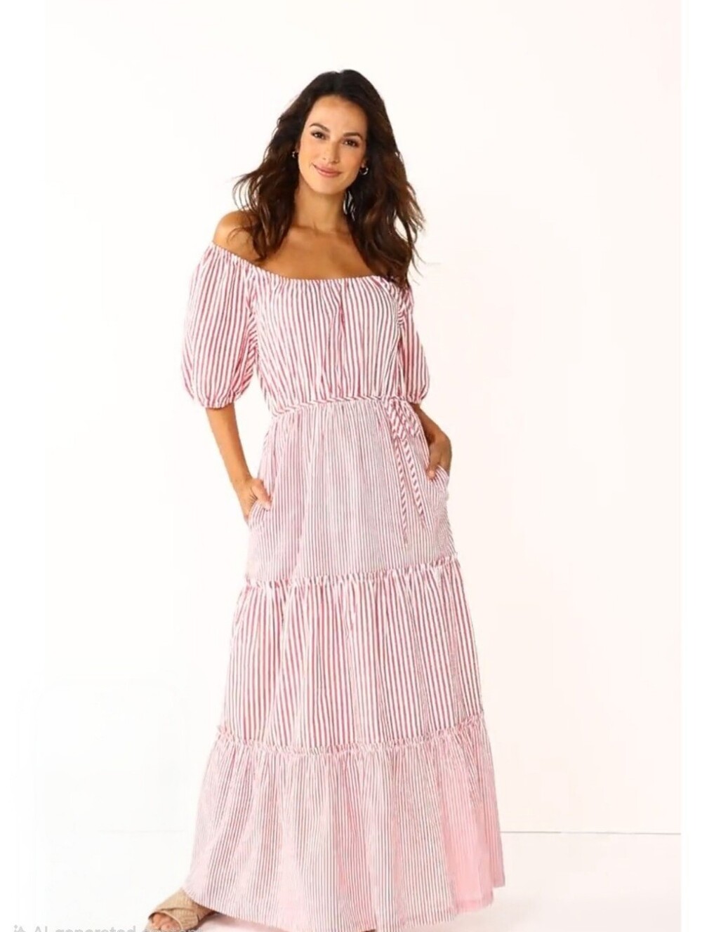 ❤️ Draper James RSVP Red & White Striped Tiered Maxi Dress | Women's 1X ❤️